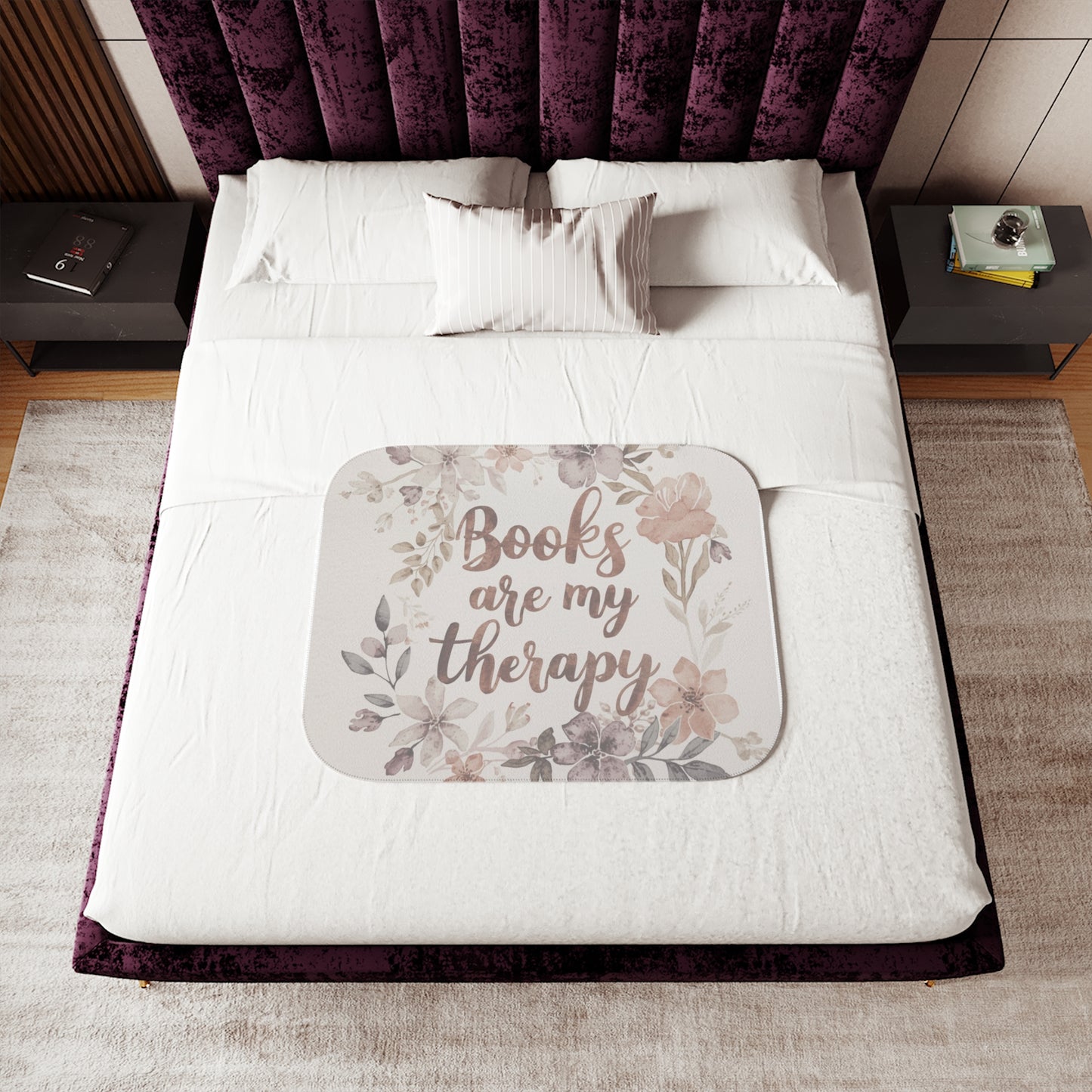 Books are my therapy Sherpa Blanket